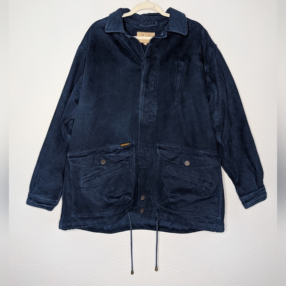 Guess Classics Georges Marciano Vintage 90s Navy Blue Chore Coat Jacket L - Picture 1 of 7